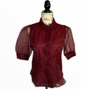 🆕Burgundy Sheer Blouse